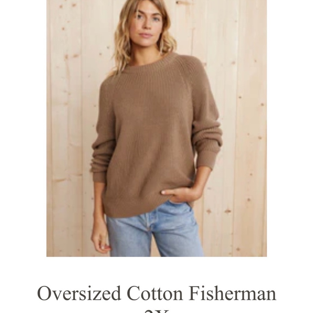 Jenni Kayne Oversized Cotton Fisherman Sweater, 2X, Camel/Beige/Caramel Color - Picture 9 of 9